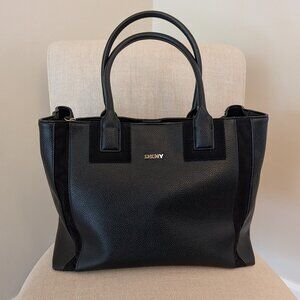 DNKY Black Pebbled Leather Satchel Tote